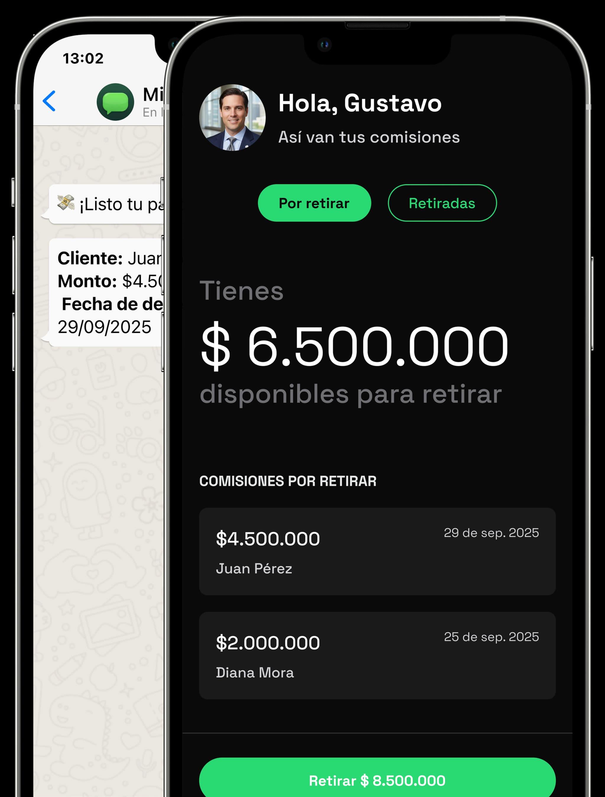 Ejemplo de la pantalla de comisiones que puede ver el broker